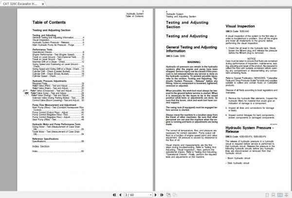 CAT 320C Excavator Hydraulic Testing and Adjusting 2