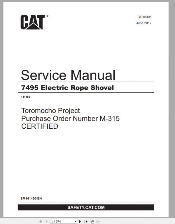 CAT 7495 Electric Rope Shovel Service ManualEN 1