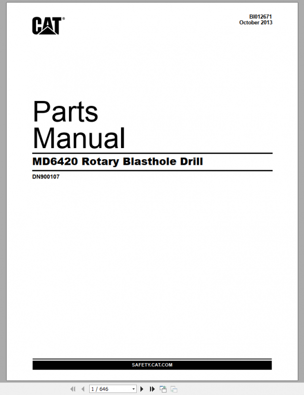 CAT MD6420 Rotary Blasthole Drill Part ManualEN 1