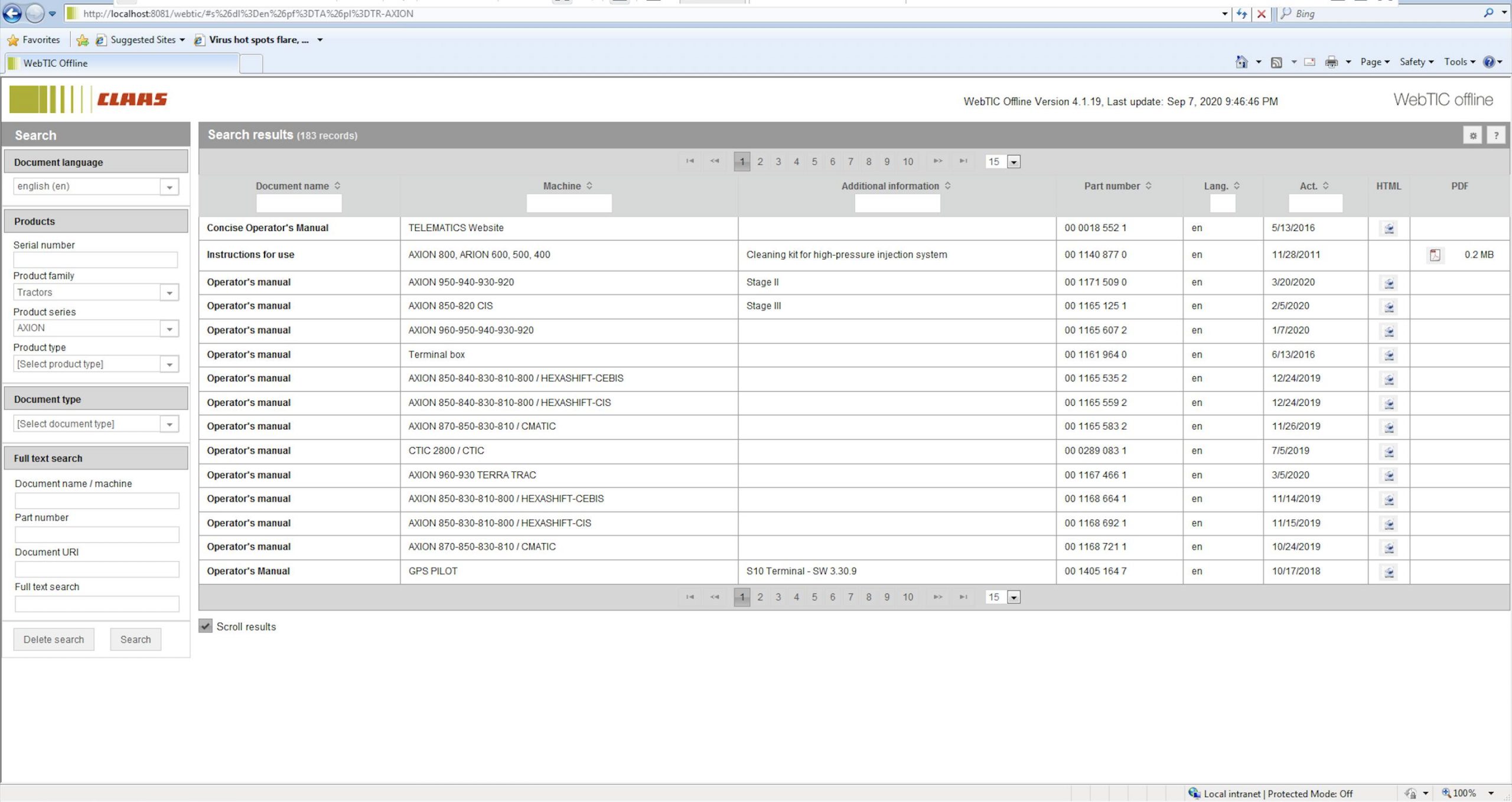 CLAAS WebTIC Offline 09.2020 Operator Manual Repair Manual and Service Documentation 1 scaled