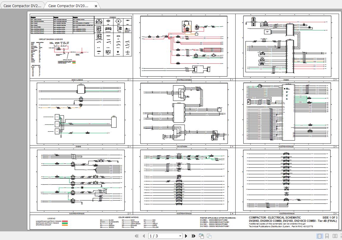 Case Compactor DV209D DV210D Hydraulic Electrical Schematic 1