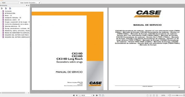 Case Crawler Excavator CX210D CX230D Service Manual47961278ES 1