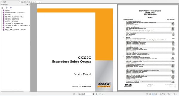 Case Crawler Excavator CX230C Service Manual47445654AES 1