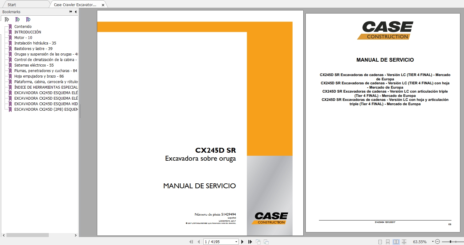 Case Crawler Excavator CX245D SR Service Manual51429494ES 1