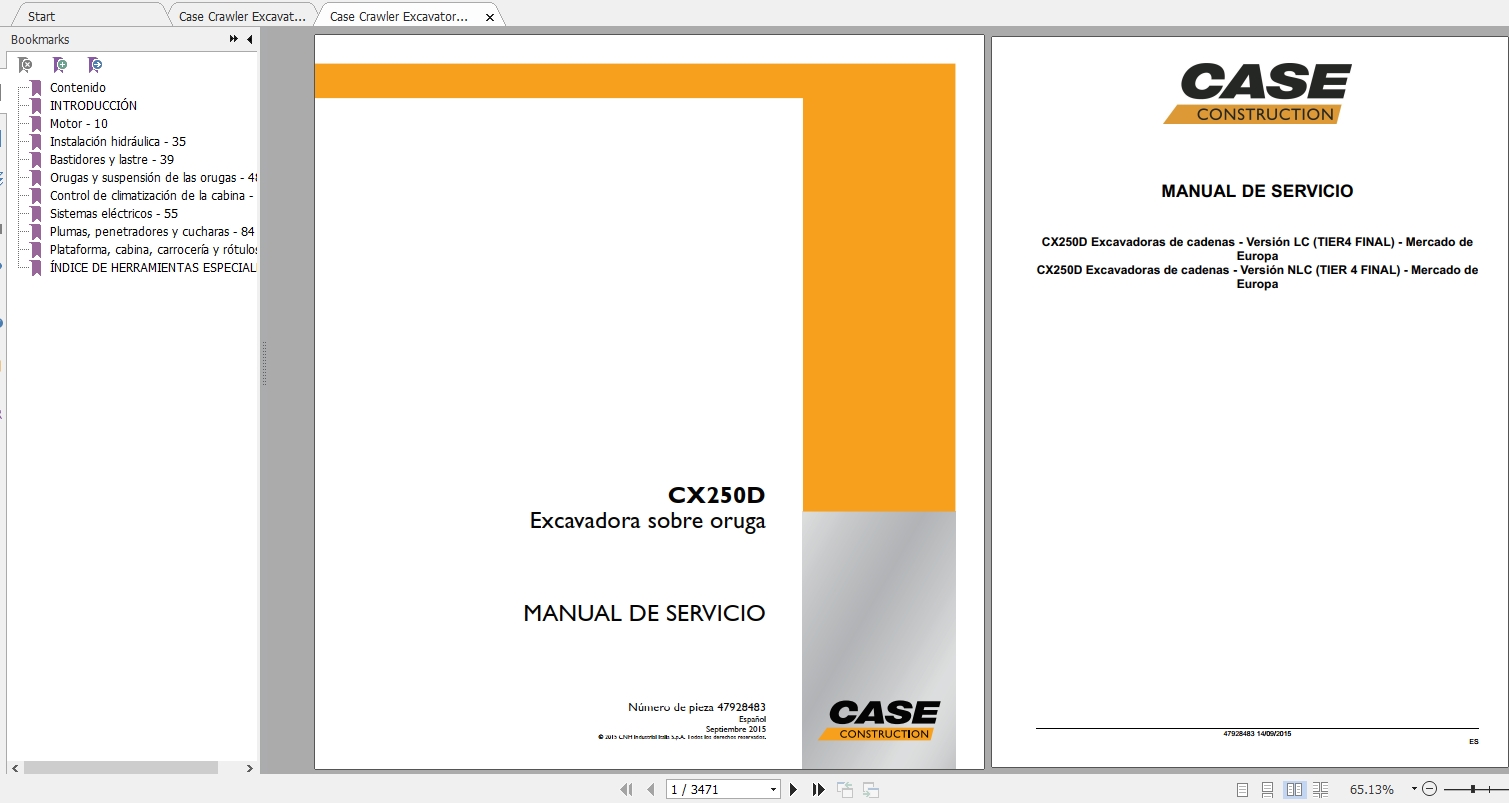 Case Crawler Excavator CX250D Service ManualES 1
