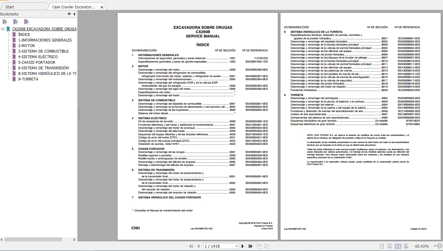 Case Crawler Excavator CX290B Service ManualES 1