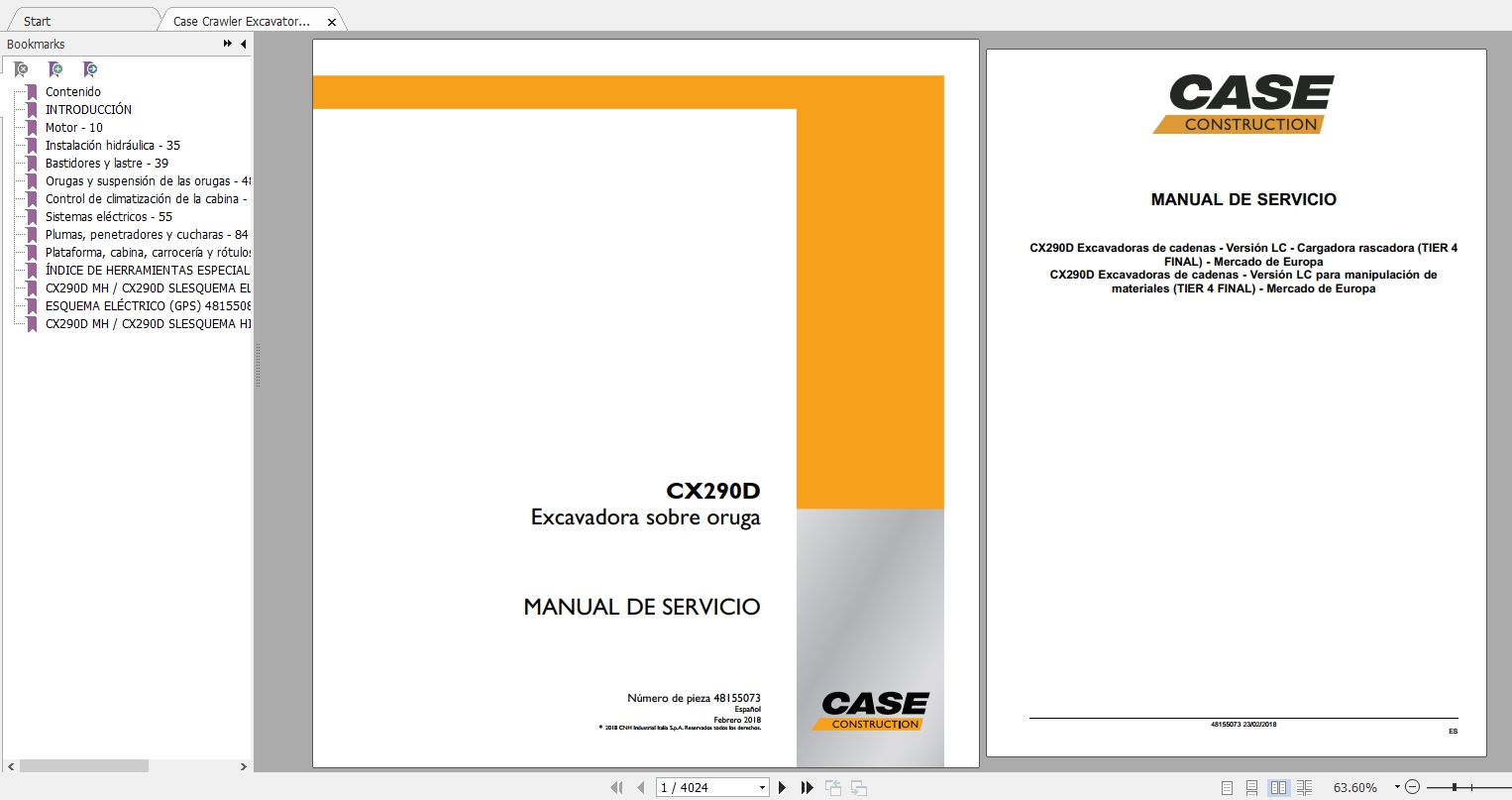 Case Crawler Excavator CX290D Service Manual48155073ES 1