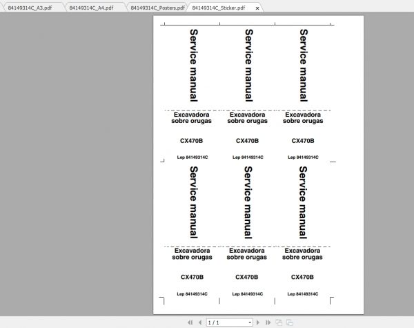 Case Crawler Excavator CX470B Service Manual84149314CES 1