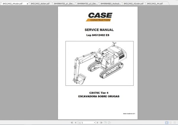 Case Crawler Excavator CX470C Service ManualES 1