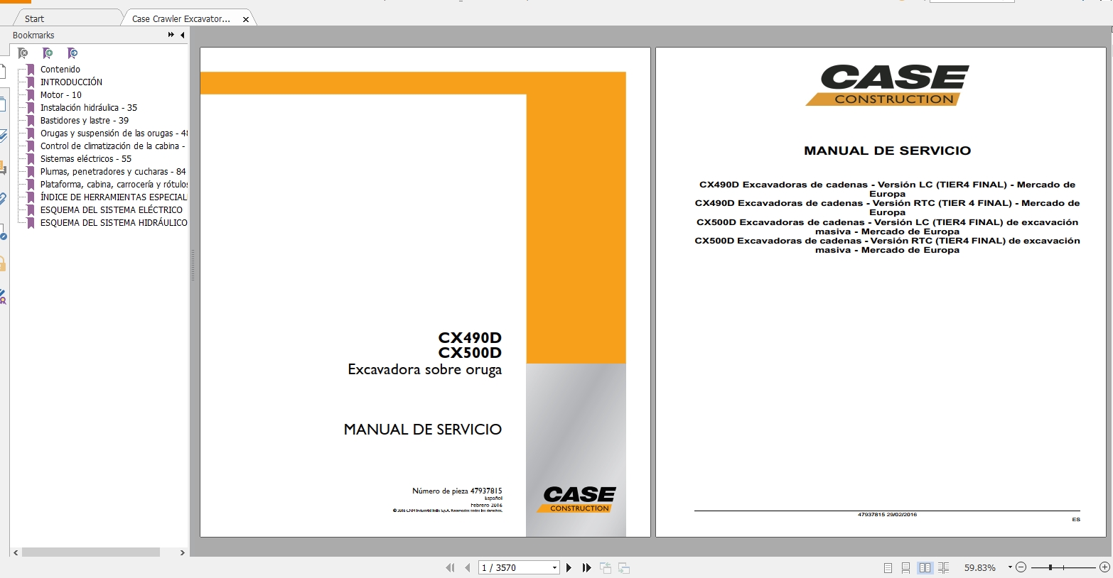 Case Crawler Excavator CX490D CX500D Service Manual47937815ES 1