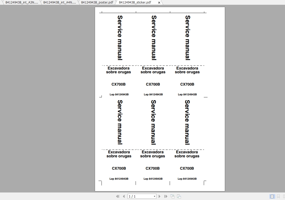Case Crawler Excavator CX700B Service Manual84124943BES 1