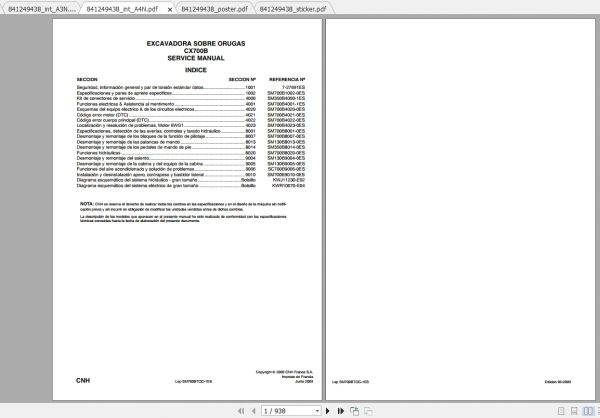 Case Crawler Excavator CX700B Service Manual84124943BES 2