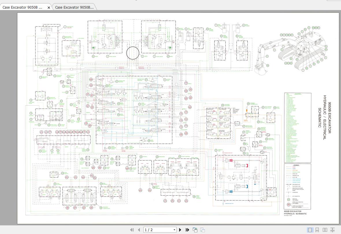 Case Excavator 9050B Hydraulic Electrical Schematic 1