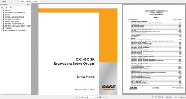 Case Excavator CX145C SR Service Manual47395867BES 1
