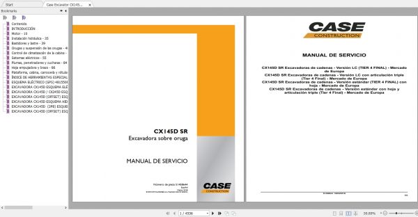 Case Excavator CX145D SR Service Manual51458644ES 1