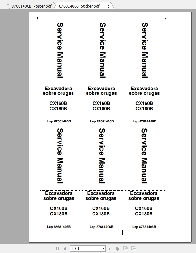 Case Excavator CX160B CX180B Service Manual87681406BES 1