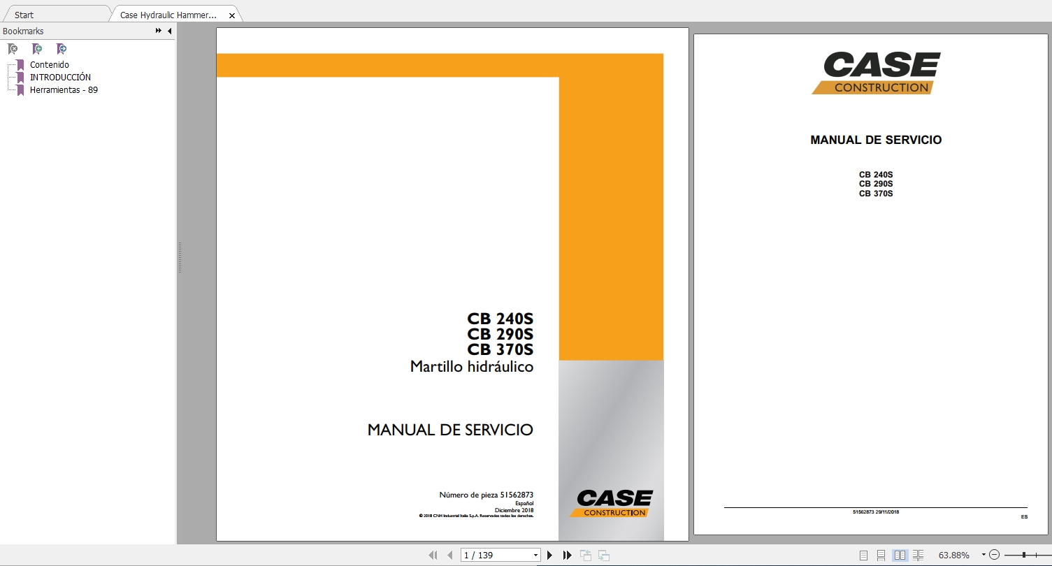 Case Hydraulic Hammer CB 240S290S370S Service ManualES 1