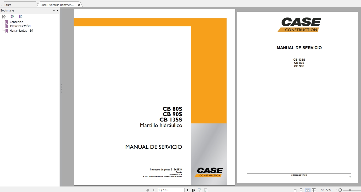 Case Hydraulic Hammer CB 80S90S135S Service ManualES 1