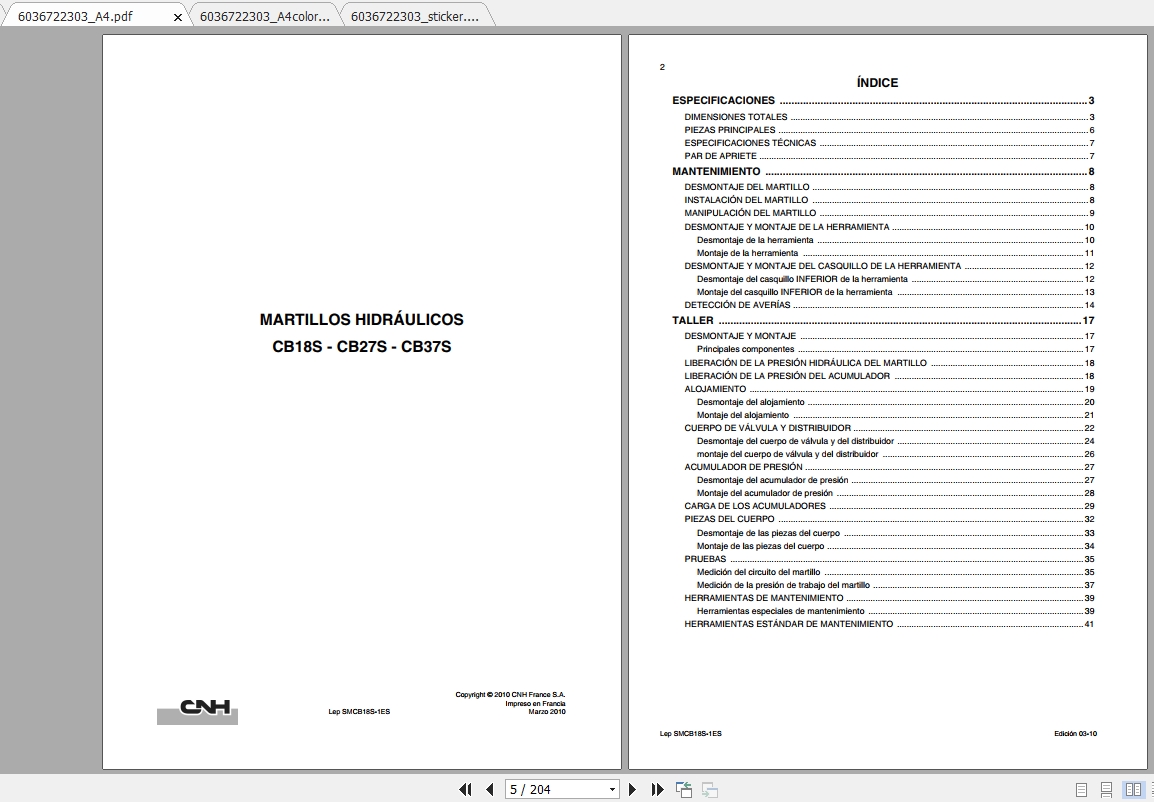 Case Hydraulic Hammer CB Series Service Manual_ES