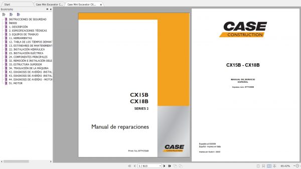 Case Mini Excavator CX15B CX18B Service Repair ManualES 1 1