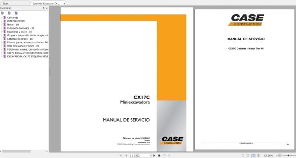 Case Mini Excavator CX17C Service Manual51548684ES 1