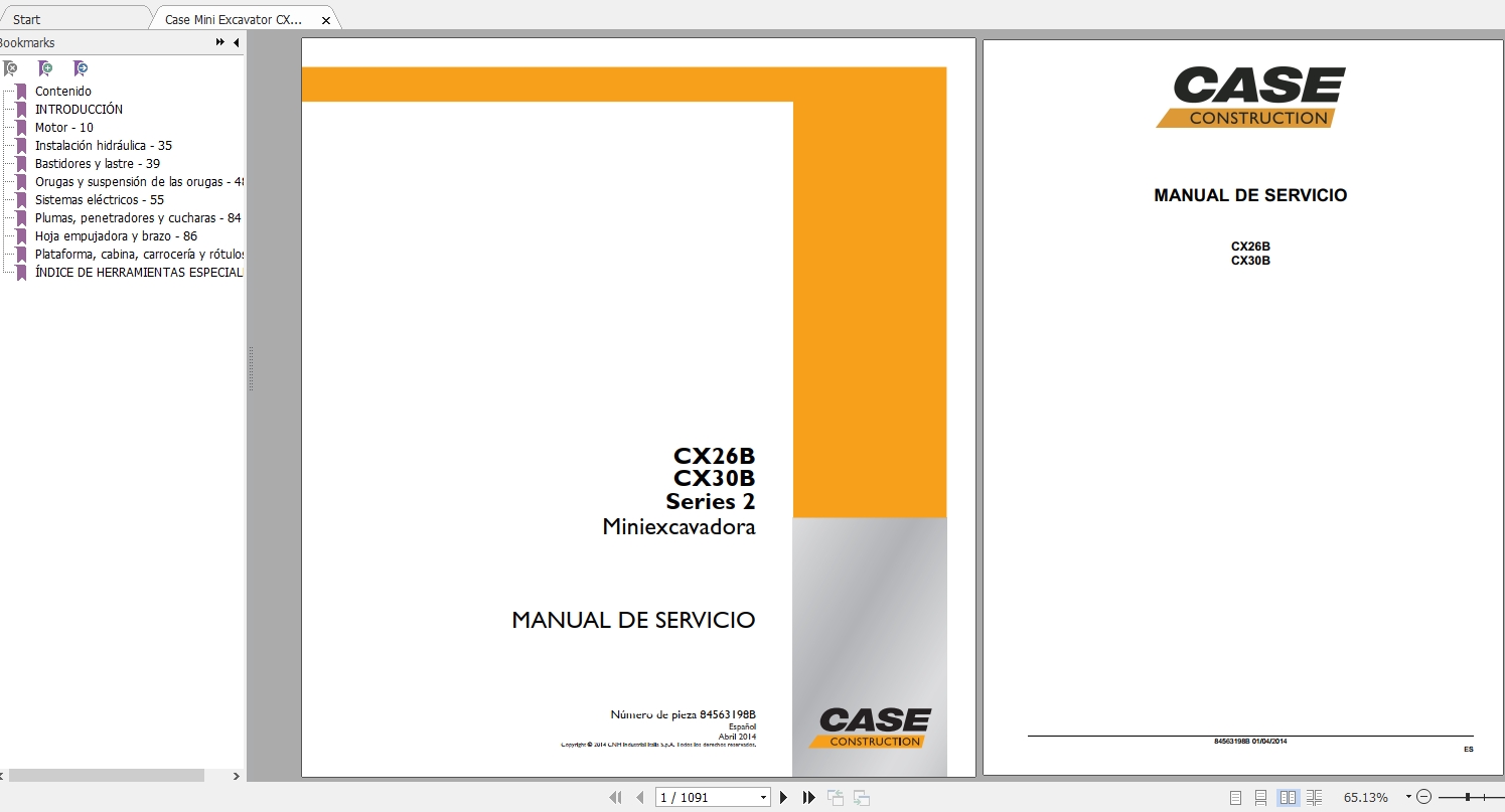 Case Mini Excavator CX26B CX30B Service Manual84563198BES 1