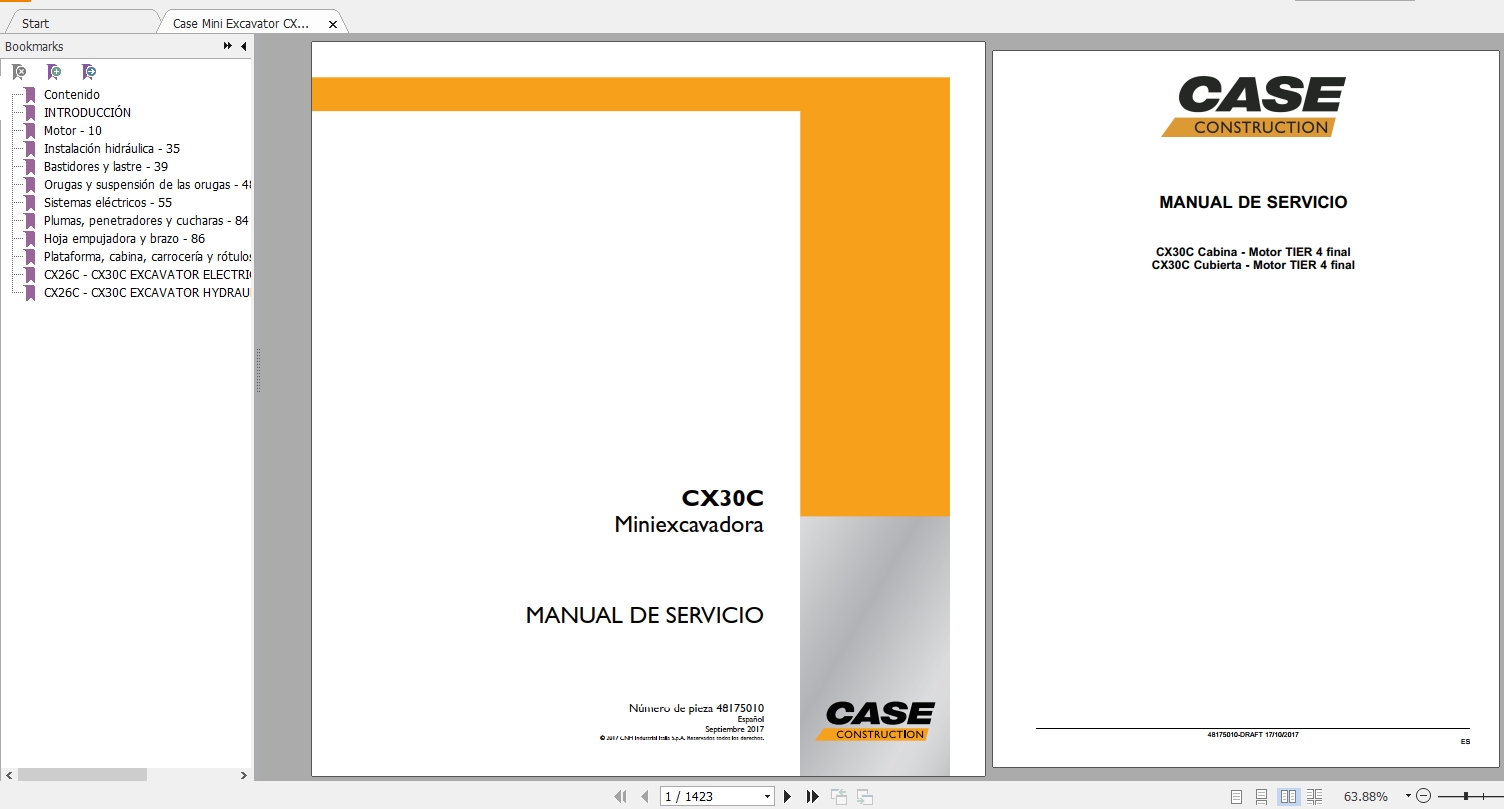 Case Mini Excavator CX30C Service Manual48175010ES 1