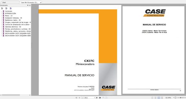 Case Mini Excavator CX37C Service ManualES 1