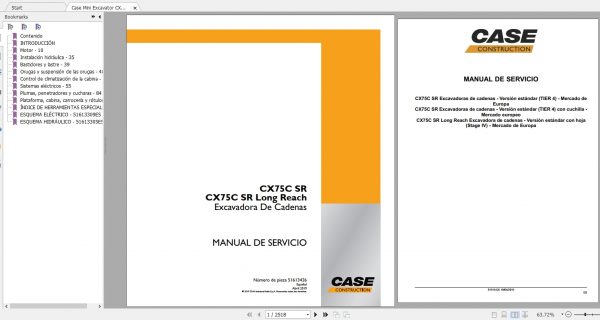 Case Mini Excavator CX75C Service Manual51613426ES 1 1