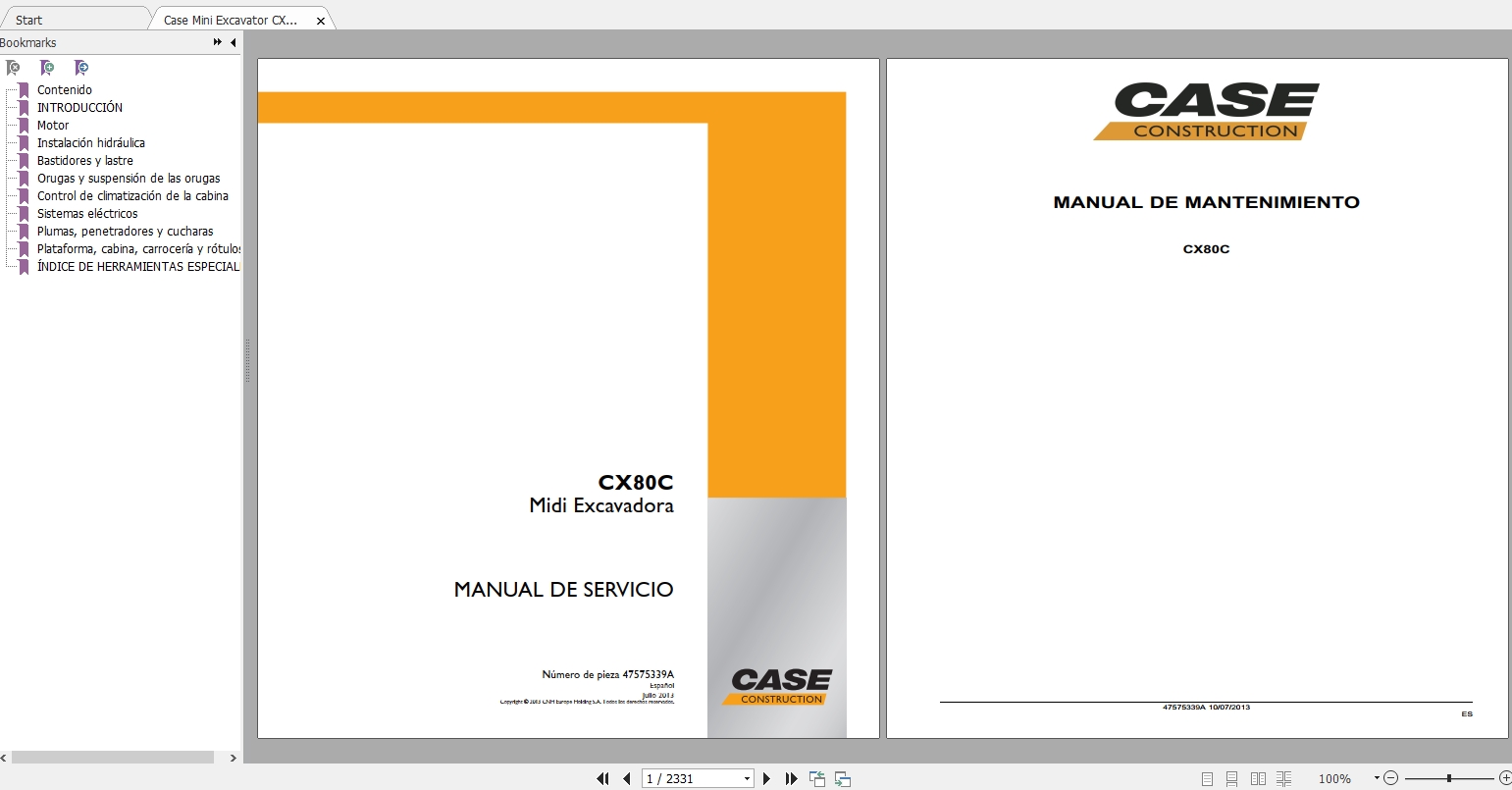 Case Mini Excavator CX80C Service Manual47575339AES 1