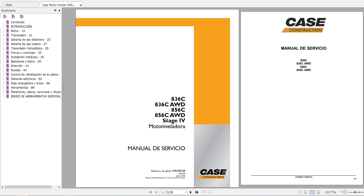 Case Motor Grader 836CAWD 856CAWD Service ManualES 1