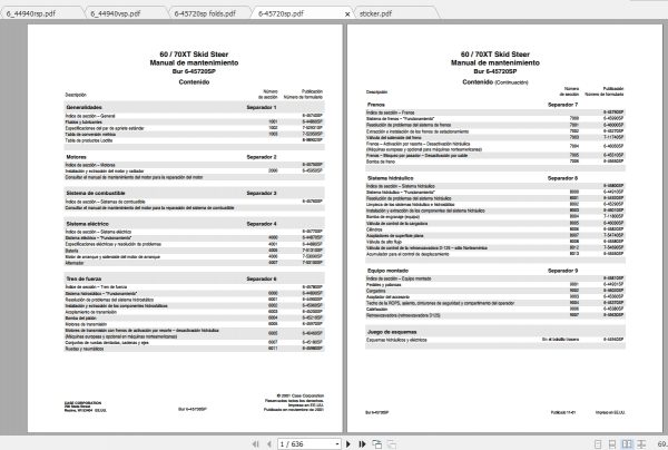 Case Skid Steer Loader 60XT 70XT Maintenance ManualES 2