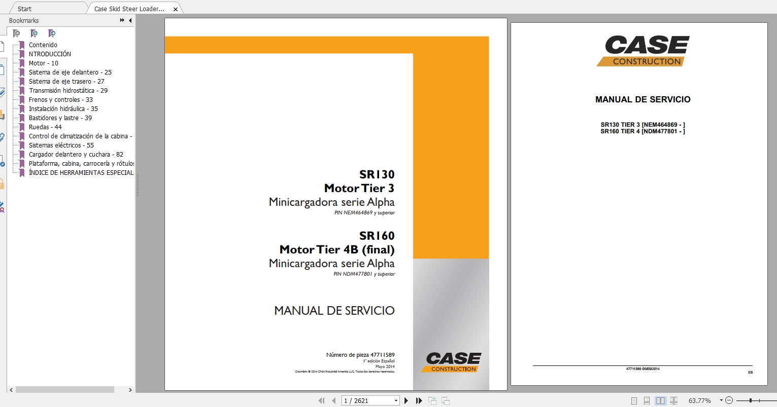 Case Skid Steer Loader SR130 SR160 Service Manual47711589ES 1
