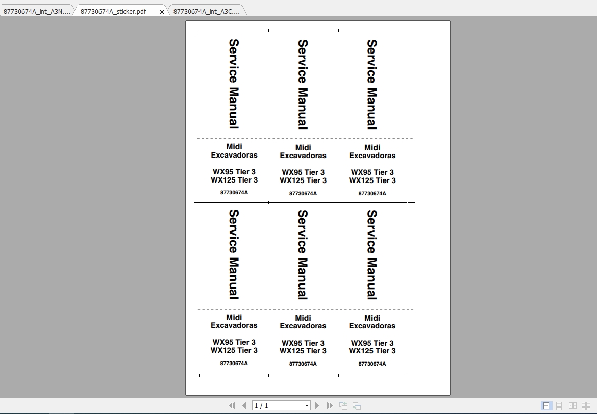 Case Wheel Excavator WX95 WX125 Service Manual87730674AES 1