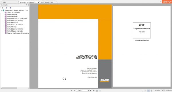 Case Wheel Loader 721E Repair Instrucciones ManualES 1