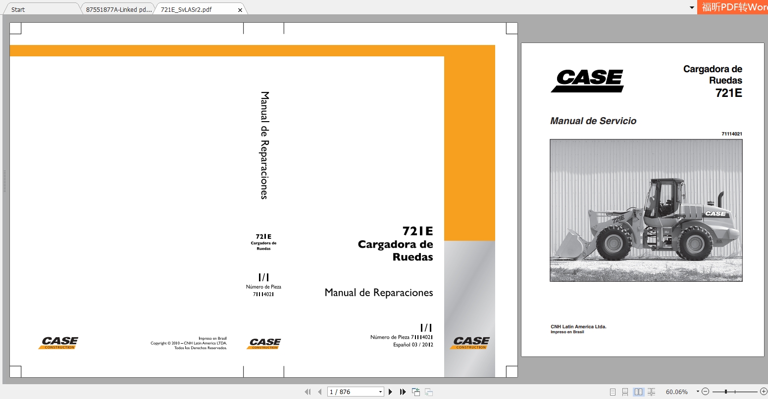Case Wheel Loader 721E Repair Instrucciones ManualES 2