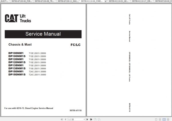 Caterpillar Lift Truck DP100NM1 Service Manuals 1