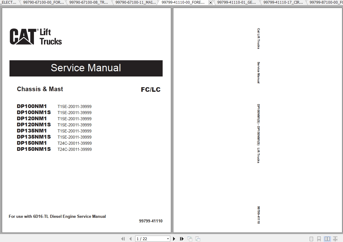 Caterpillar Lift Truck DP100NM1 Service Manuals 1