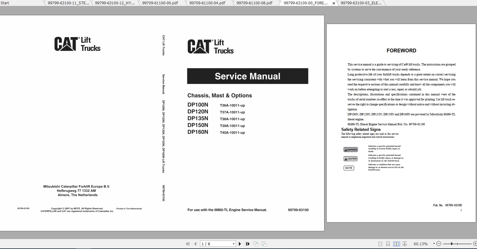 Caterpillar Lift Truck DP100N Service Manuals 1