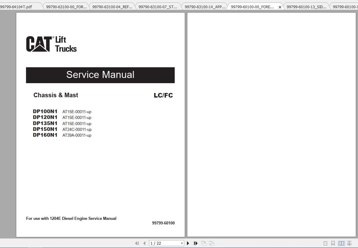 Caterpillar Lift Truck DP120N1 Service Manuals 1