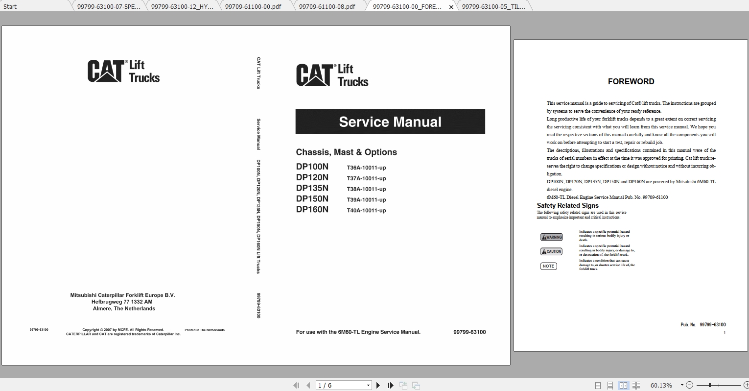 Caterpillar Lift Truck DP120N Service Manuals 1