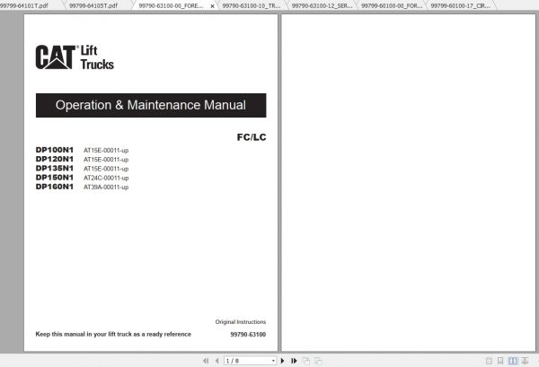 Caterpillar Lift Truck DP150N1 Service Manuals 1