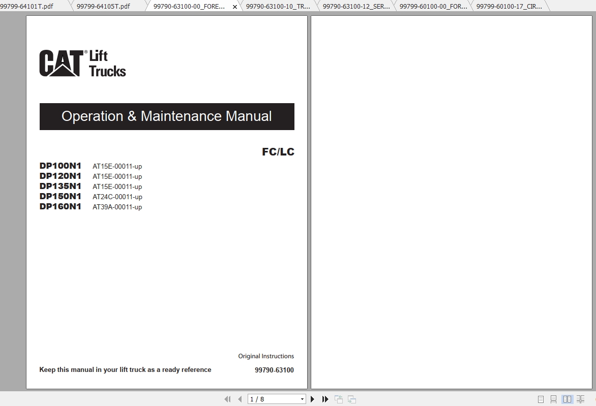 Caterpillar Lift Truck DP150N1 Service Manuals 1