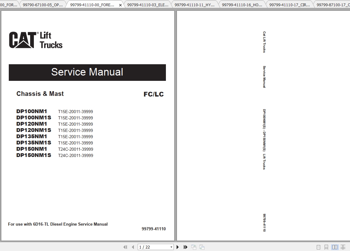 Caterpillar Lift Truck DP150NM1 Service Manuals 1