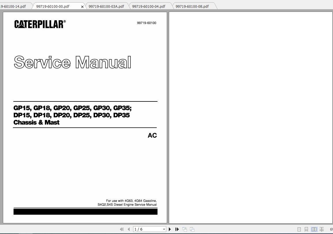 Caterpillar Lift Truck DP15K Service Manuals 1