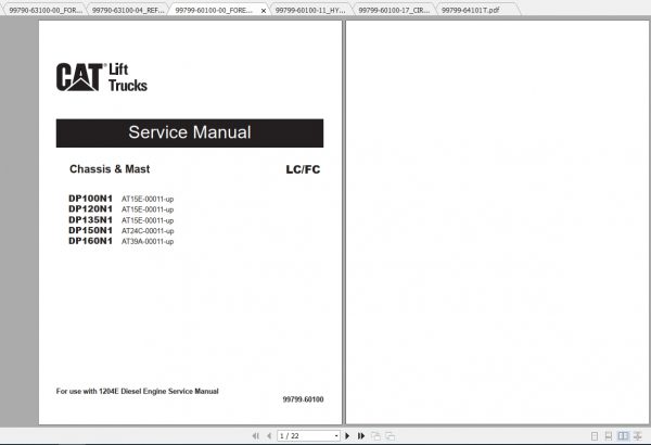 Caterpillar Lift Truck DP160N1 Service Manuals 1