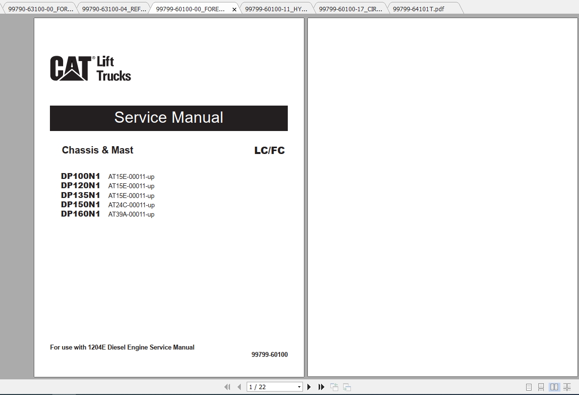 Caterpillar Lift Truck DP160N1 Service Manuals 1