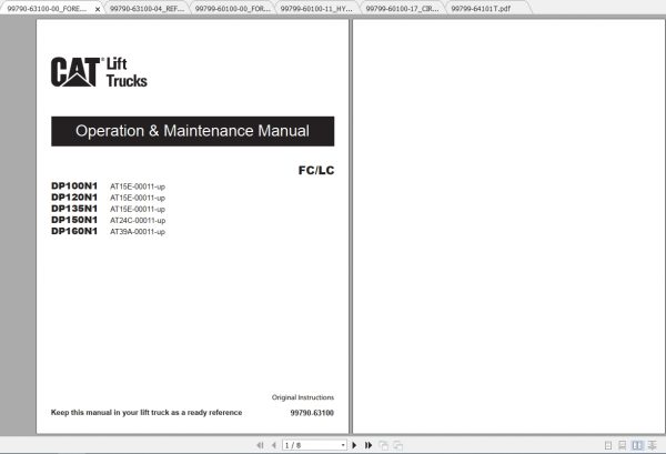 Caterpillar Lift Truck DP160N1 Service Manuals 2