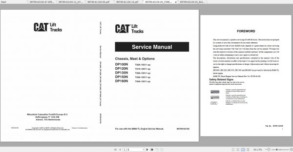 Caterpillar Lift Truck DP160N Service Manuals 1