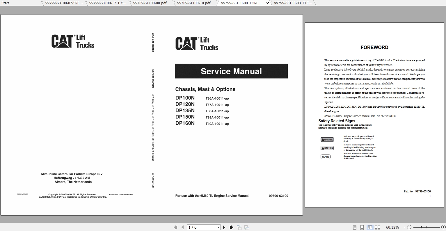 Caterpillar Lift Truck DP160N Service Manuals 1